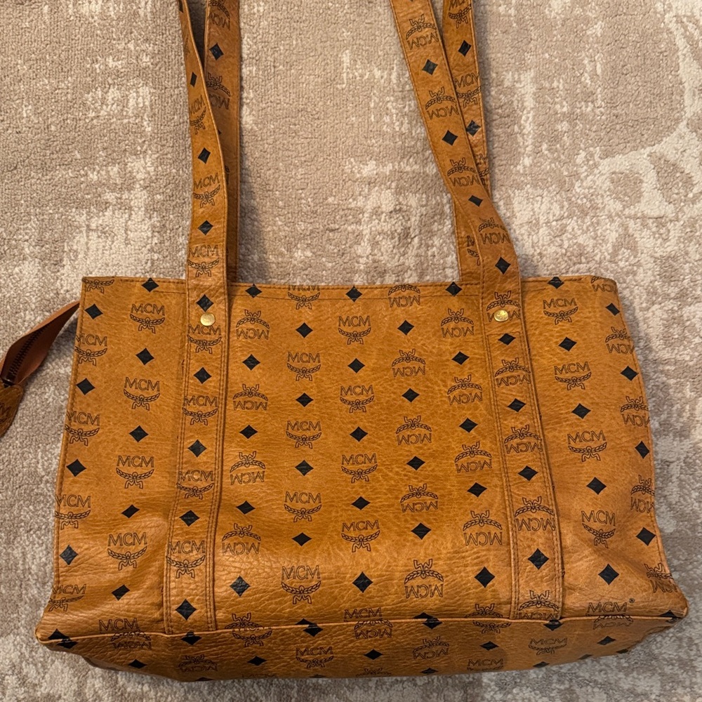 MCM Cognac Monogram Tote Bag - Picture 4 of 15